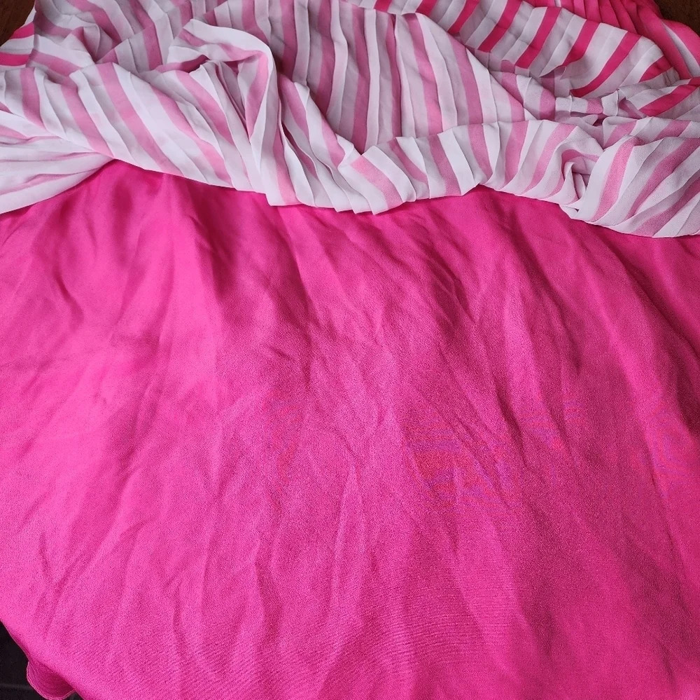 J. Crew Pink & White Pleated Skirt Peekabo Stripe Size 8 With Back Zip *READ* - Picture 12 of 16